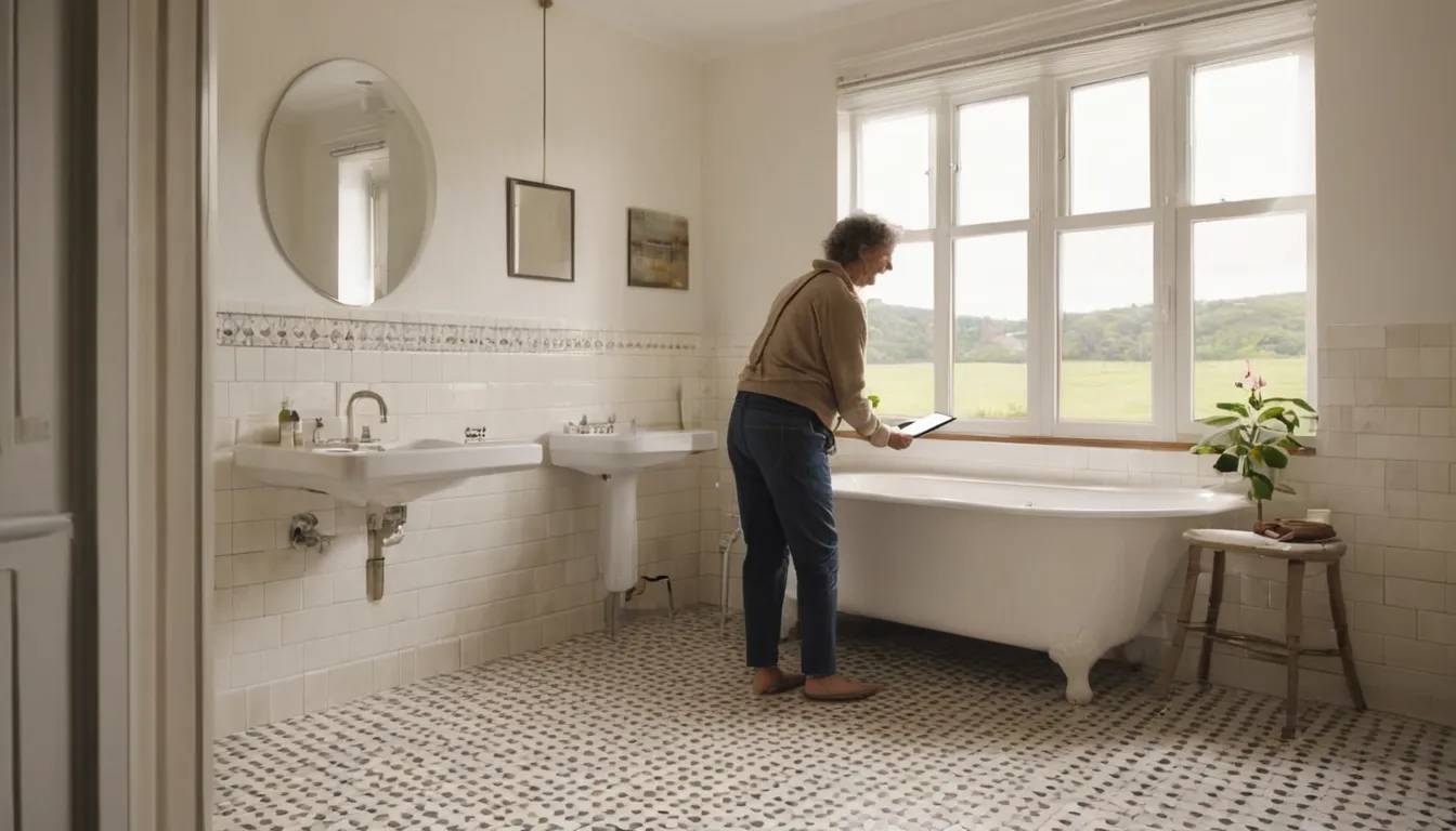 Homeowner and a friendly remodeling provider looking at a bathroom renovation plan in an older home near Atlanta